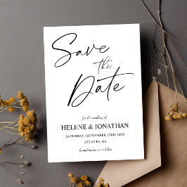 Minimalistische Hochzeit in Schwarz und Weiß Save The Date