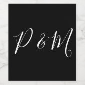 Minimalistische Hochzeit in Schwarz und Weiß Weinetikett (Einzelnes Label)