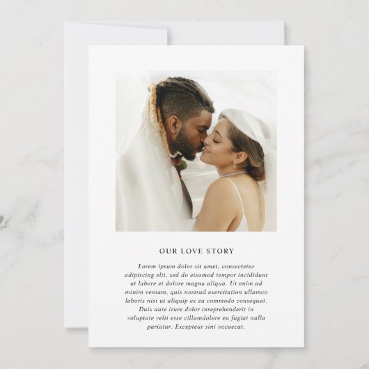 Minimalistische Hochzeit in Schwarz-Weiß-Foto Einladung (Rückseite)