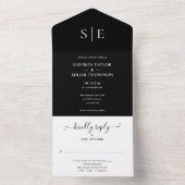 Minimalistische Hochzeit in Schwarzweiß All In One Einladung (Innen Boden)