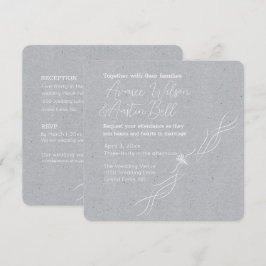 Minimalistische Hochzeit in Silber, Grau und Weiß Einladung