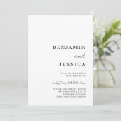 Minimalistische Hochzeit in Weiß Einladung (Stehend Vorderseite)