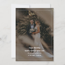 Minimalistische Hochzeit in Weiß und Schwarz Einladung