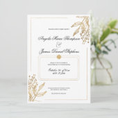 Minimalistische Hochzeit in Weißgold Einladung (Stehend Vorderseite)