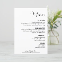 Minimalistische Hochzeit Menükarte