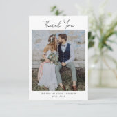 Minimalistische Hochzeit mit 2 Fotos Dankeskarte (Stehend Vorderseite)