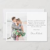 Minimalistische Hochzeit mit 2 Fotos Dankeskarte (Rückseite)