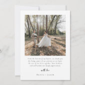 Minimalistische Hochzeit mit 3 Fotos Dankeskarte (Rückseite)