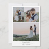 Minimalistische Hochzeit mit 3 Fotos Dankeskarte (Vorderseite)