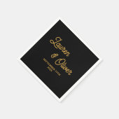 Minimalistische Hochzeit mit Black Gold Script Serviette (Ecke)
