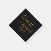 Minimalistische Hochzeit mit Black Gold Script Serviette (Ecke)