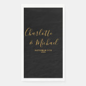 Minimalistische Hochzeit mit Black Gold Script Serviette (Vorderseite)