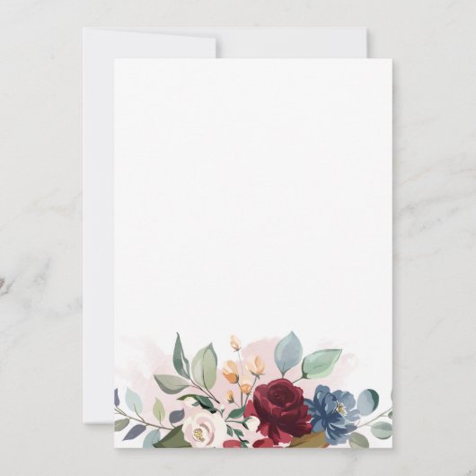 Minimalistische Hochzeit mit Blumenwasser Save The Date (Rückseite)