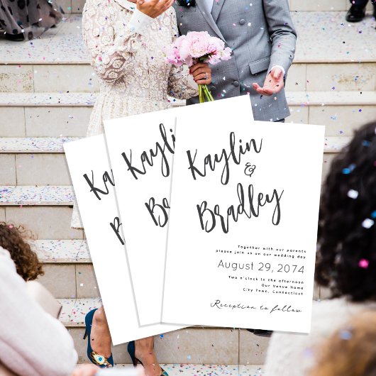 Minimalistische Hochzeit mit Eltern Einladung