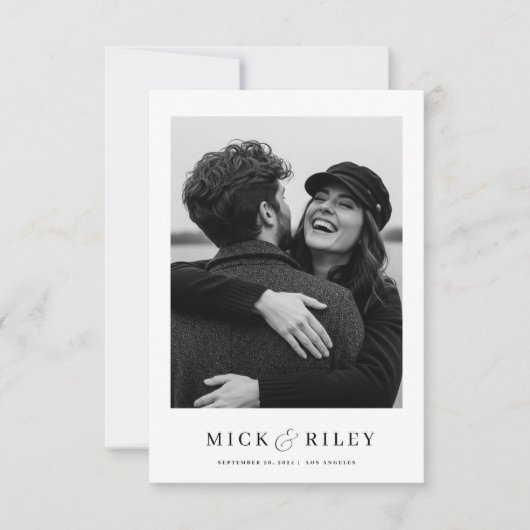 Minimalistische Hochzeit mit Foto und Text Save The Date (Vorderseite)