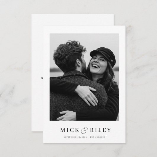 Minimalistische Hochzeit mit Foto und Text Save The Date (Vorne/Hinten)