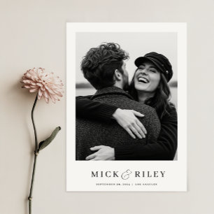 Minimalistische Hochzeit mit Foto und Text Save The Date