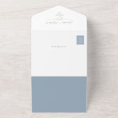 Minimalistische Hochzeit mit Gold und Dusty Blue All In One Einladung (Außenbereich)