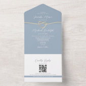 Minimalistische Hochzeit mit Gold und Dusty Blue All In One Einladung (Innen Boden)