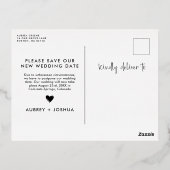 Minimalistische Hochzeit mit Gold und Weiß Folie Einladungspostkarte (Rückseite)