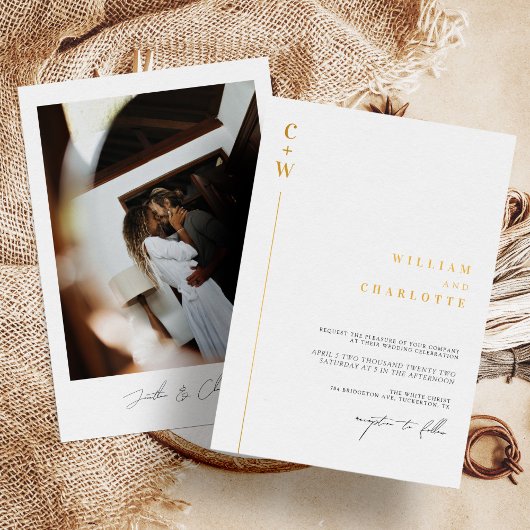 Minimalistische Hochzeit mit Goldfolie Folieneinladung