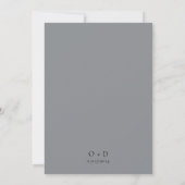 Minimalistische Hochzeit mit Grau-Pewter-Kalligraf Einladung (Rückseite)