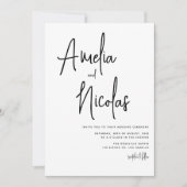 Minimalistische Hochzeit mit handgeschriebenem Bla Einladung (Vorderseite)