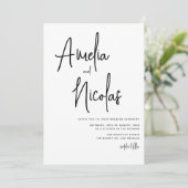 Minimalistische Hochzeit mit handgeschriebenem Bla Einladung (Stehend Vorderseite)