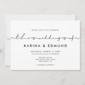 Minimalistische Hochzeit mit handgeschriebener Kal Einladung (Vorderseite)