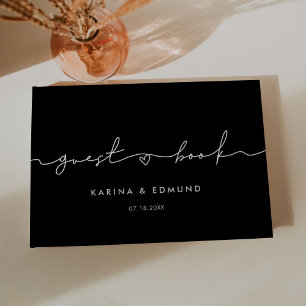 Minimalistische Hochzeit mit handgeschriebener Kal Gästebuch