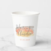 Minimalistische Hochzeit mit hübscher Wasserfarbe Pappbecher (Vorderseite)