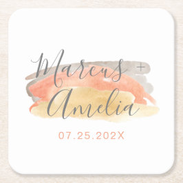 Minimalistische Hochzeit mit hübscher Wasserfarbe Rechteckiger Pappuntersetzer