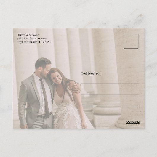Minimalistische Hochzeit mit mehreren Fotos Postkarte (Rückseite)