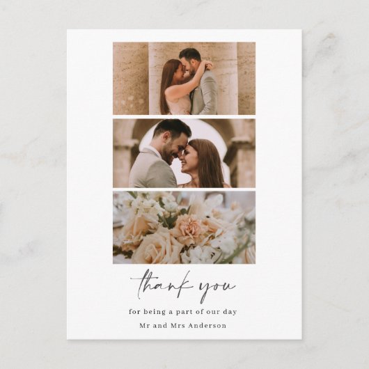 Minimalistische Hochzeit mit mehreren Fotos Postkarte (Vorderseite)