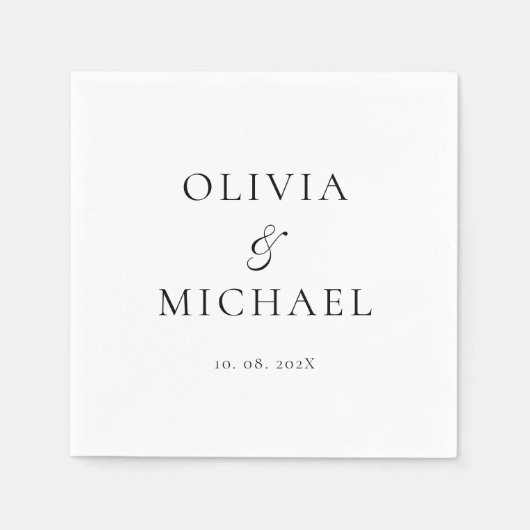 Minimalistische Hochzeit mit minimalem Skript Serviette (Vorderseite)