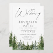 Minimalistische Hochzeit mit modernen Wildniskiefe Einladung (Vorne/Hinten)