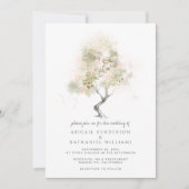 Minimalistische Hochzeit mit moderner Grünbaumgewä Einladung (Vorderseite)