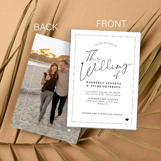 Minimalistische Hochzeit mit moderner Kalligrafie Einladung