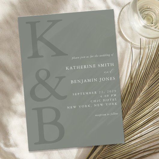 Minimalistische Hochzeit mit moderner Sage Green M Einladung