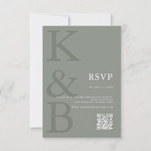 Minimalistische Hochzeit mit moderner Sage Green M RSVP Karte (Vorderseite)