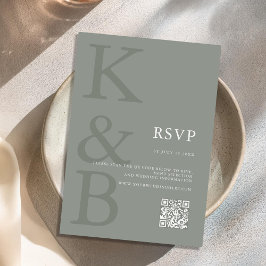 Minimalistische Hochzeit mit moderner Sage Green M RSVP Karte