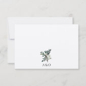 Minimalistische Hochzeit mit Olivenbäumen RSVP Karte (Rückseite)