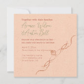 Minimalistische Hochzeit mit Pfirsich und Weiß Einladung (Vorderseite)