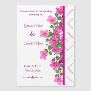 Minimalistische Hochzeit mit rosa Blüten Magneteinladung