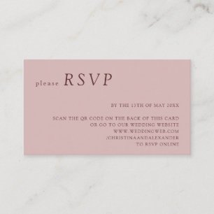 Minimalistische Hochzeit mit Rosa QR-Code RSVP Begleitkarte