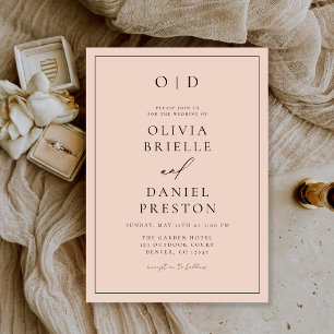 Minimalistische Hochzeit mit rosa Rosa Einladung