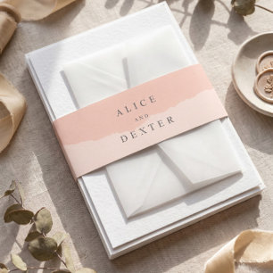 Minimalistische Hochzeit mit Rosarot Einladungsbanderole