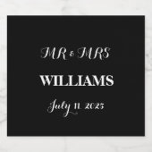 Minimalistische Hochzeit mit Schwarz und Weiß Bierflaschenetikett (Einzelnes Label)