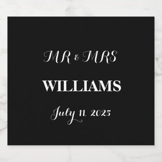 Minimalistische Hochzeit mit Schwarz und Weiß Bierflaschenetikett (Einzelnes Label)