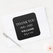 Minimalistische Hochzeit mit Schwarz und Weiß Quadratischer Aufkleber (Umschlag)